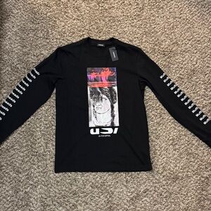 Diesel Black Long Sleeve Shirt with Graphic Print